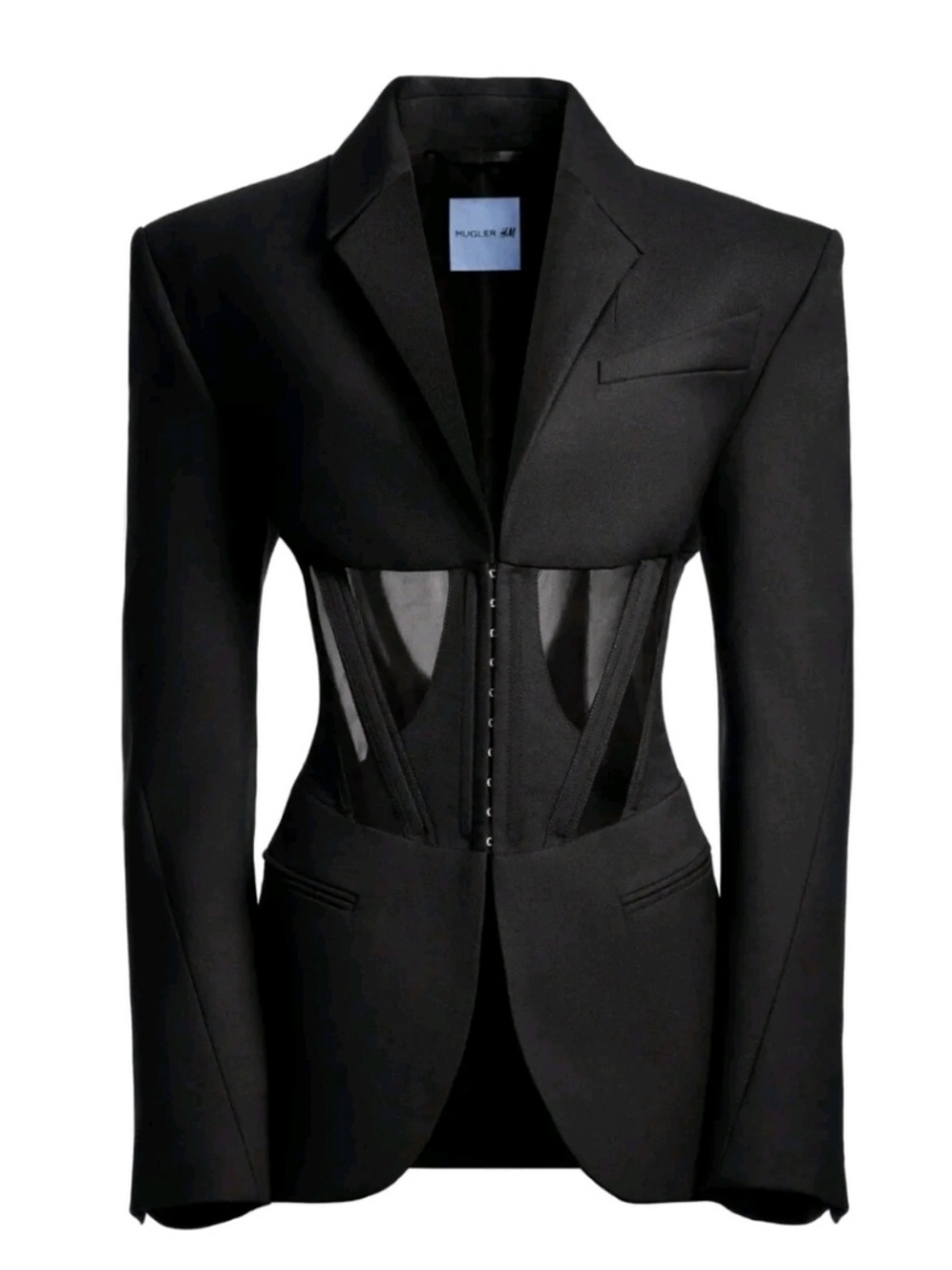 Mugler x H&M Limited Edition Black Tailored Corset Blazer